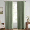 MIULEE 100% Blackout Linen Curtains for Bedroom, Sage Green Solid Luxury Decor Thermal Insulation Room Darkening Drapes for Living Room Nursery Back Tab Rod Pocket 42 x 63 Inches, 2 Panels