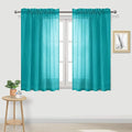 DWCN Turquoise Sheer Curtains Semi Transparent Voile Rod Pocket Curtains for Bedroom and Living Room, 42 x 54 inches Long, Set of 2 Panels