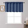 OWENIE Navy Blue Valances for Windows 1 Pcs 24 Inch Length, Light Filtering Textured Short Small Valance Curtains for Bathroom Basement Living Room, Half Window Curtains Over Sink, 60" W by 24" L