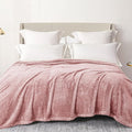 Exclusivo Mezcla Plush Fuzzy Fleece Bed Blanket Queen Size, Super Soft, Fluffy and Warm Blankets for Couch, Bed, All Season (Dusty Pink, 90x90 inches)