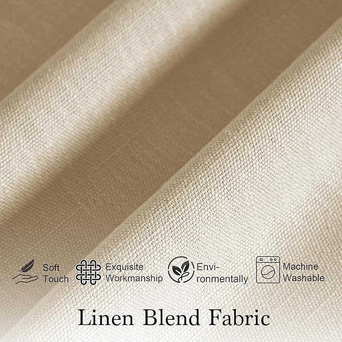 RYB HOME Faux Linen Blended 2 Panels Valance Window Topper Short Drapes Small Window Decor Privacy Protect Swag Curtain for Kitchen Living Room, Rod Pocket, Camel, W 36 x L 36 inch