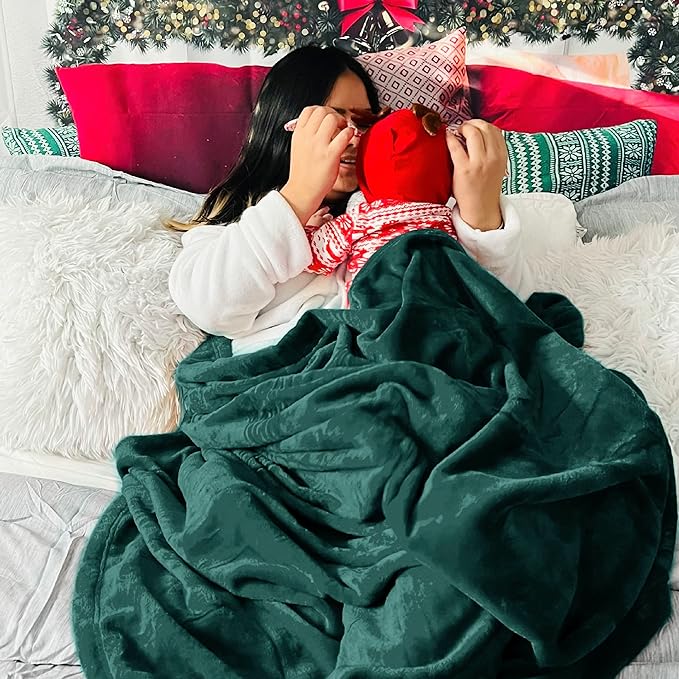 Bedsure GentleSoft Fleece Blankets Queen Size Emerald Green - Bed Blanket Soft Lightweight Plush Fuzzy Cozy Luxury Microfiber, 90x90 inches
