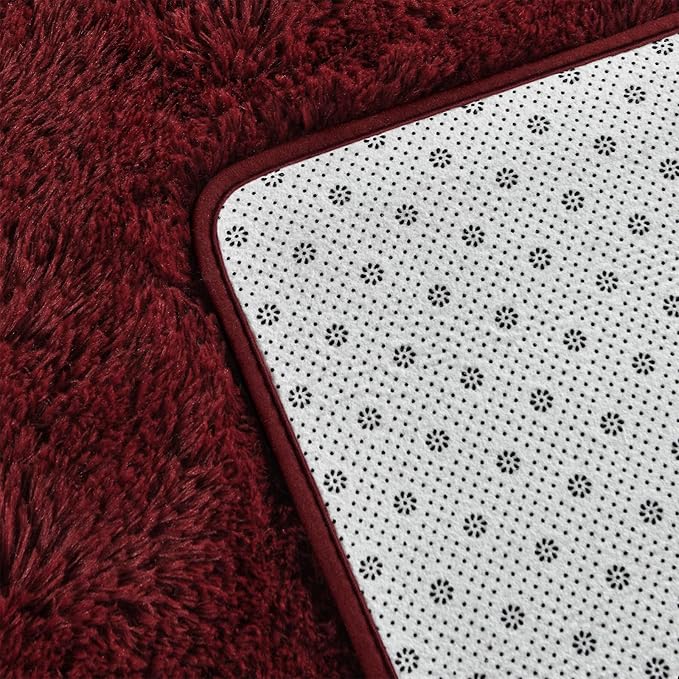 Deerhoo Large Shag Area Rugs 6 x 9, Plush Fuzzy Rugs for Living Room, Ultra Soft Fluffy Furry Rug for Bedroom, Indoor Carpet Nursery Rugs for Kids Room Home Decor, Burgundy