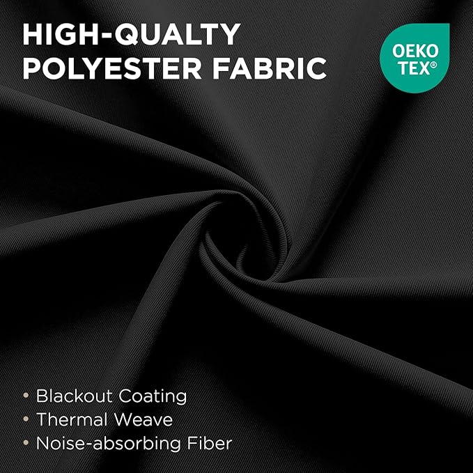 Joydeco Blackout Patio Sliding Door Curtains 84 Inches Long, Grommet Privacy Room Divider Curtains, Extra Wide Thermal Blackout Drapes for Bedroom Living Room (Black, 70Wx84L, 1 Panel)