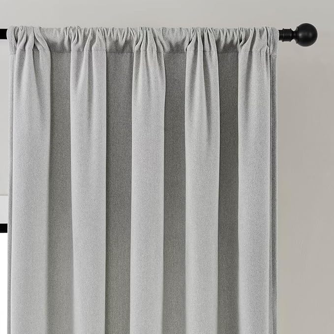 Joydeco Light Filtering Curtains 108 Inch Length for Bedroom, Faux Linen Curtains 108 Inches Long for Living Room, Pinch Pleat Curtains for Living Room 108 Inch Length(52x108 inch, Greyish White)