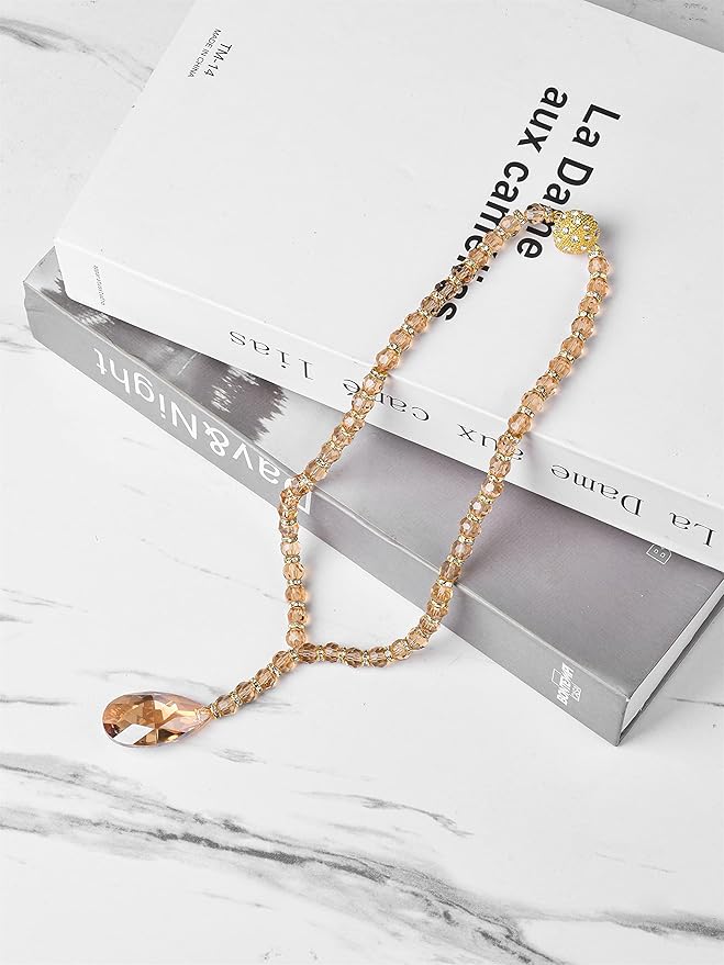SUQ I OME 1 Pair of Luxury Crystal Beaded Magnetic Curtain Tieback and Holdback Curtain Clips Curtain Buckle Curtain Holder Blingbling Curtain Holdbacks for Drapes,Golden Champagne