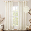 LAMIT Linen Sheer Curtains 96 inches Long 2 Panel Set, Light Filtering Neutral Living Room Drapes Bronze Grommet Floor to Ceiling Panels for Sliding Glass Door/Bedroom, Cream Ivory, 52 x 96 Inch