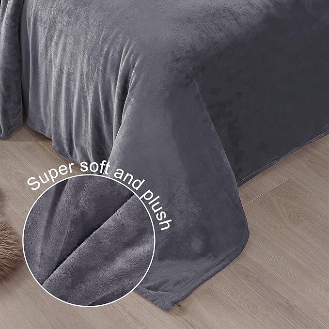 Exclusivo Mezcla Fleece Blanket Twin Size for Bed, Super Soft and Warm, All Season, Cozy, Plush, Lightweight, 60x80 Inches Dark Grey