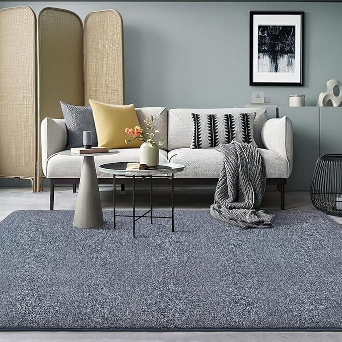 AROGAN Washable 5×7 Living Room Rug, Modern Area Rugs with Soft Memory Foam for Bedroom, Minimalist Non-Slip Indoor Floor Carpet for Dining Room Office Kids Playroom Decor, Navy Blue