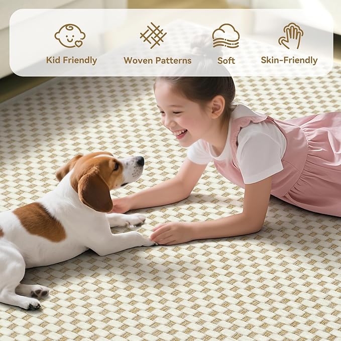 YDKGL 2x6 ft Kitchen Runner Rugs Mat Non Slip Woven Runners for Hallways Washable, Soft Long Entryway Laundry Hall Floor Runner Carpet for Indoor Backdoor Bedroom Living Room, Beige