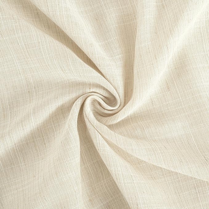 BGment 90 Inches Long Curtains for Living Room - Beige Linen Window Drapes Semi Sheer Rod Pocket Light Filtering for Bedroom Dining Room Decor Lightweight Rustic, 2 Panels, 52 Inch Wide Each Panel
