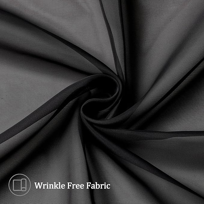 Aiyufeng Black Sheer Curtains for Windows 54 inch Long 2 Panel Set, Rod Pocket Soft Voile Sheer Classic Window Treatment with Light Through for Bedroom/Living Room, 40W x 54L, 2-Pack