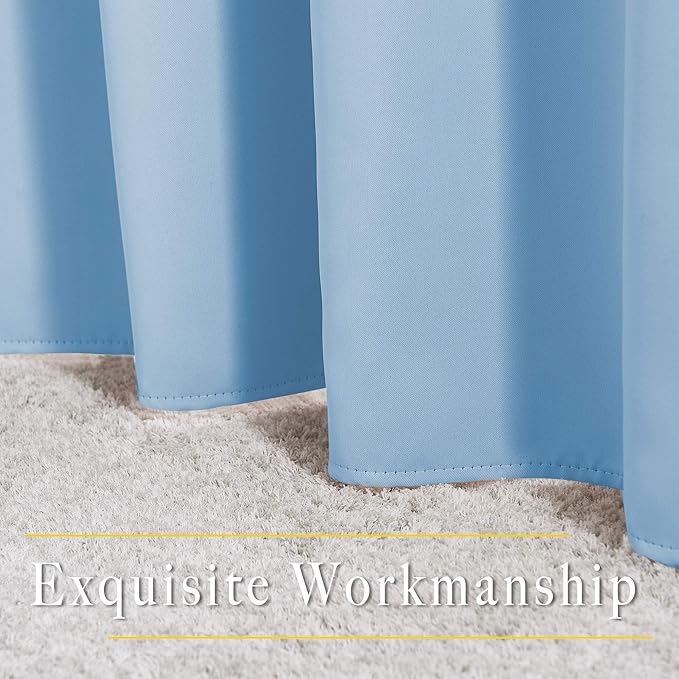 NICETOWN Blue Curtain Panels - Home Decoration Thermal Insulated Solid Grommet Blackout Curtains/Drapes for Hall/Sliding Door (80" Wide by 108" Long, Blue, Set of 2)