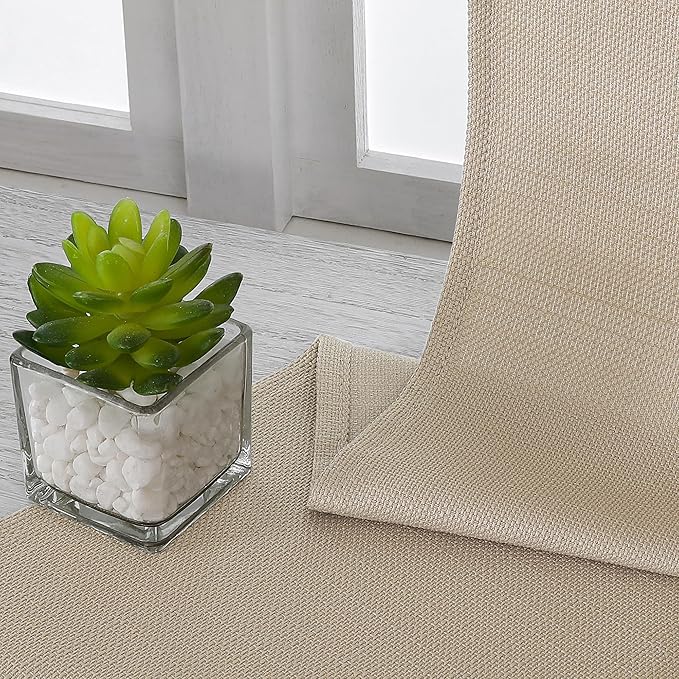 Chyhomenyc Linen Short Curtain Valance for Windows, Faux Linen Textured Half Window Curtains, Burlap Solid Topper Small Curtain Valance for Bathroom Laundry Basement, 60Wx18L Inch, 1 Piece