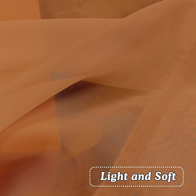 OVZME Orange Sheer Curtains 36 inches Long, Short Kitchen Window Treatment Solid Sheers Cafe Curtains Bathroom Voile Half Window Panels, Rod Pocket, 42" Wx36 L