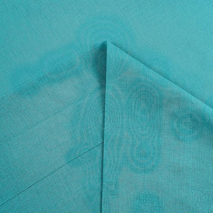 DWCN Turquoise Sheer Curtains Semi Transparent Voile Rod Pocket Curtains for Bedroom and Living Room, 52 x 45 inches Long, Set of 2 Panels