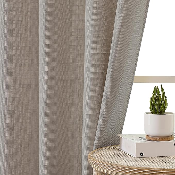 Chyhomenyc Stone Beige Valance for Windows, Light Filtering Faux Linen Textured Small Window Kitchen Curtain, Rod Pocket Short Valance for Bathroom Laundry Basement, 60Wx14L inch, 1 Piece
