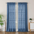 Simplebrand Semi Sheer Dusty Blue Curtains 96 Inches Long 2 Panels, Light Filtering Geometric Jacquard Clip Textured Sheer Curtains for Living Roon，Modern Elegant Window Curtains Drapes，52x96 inch