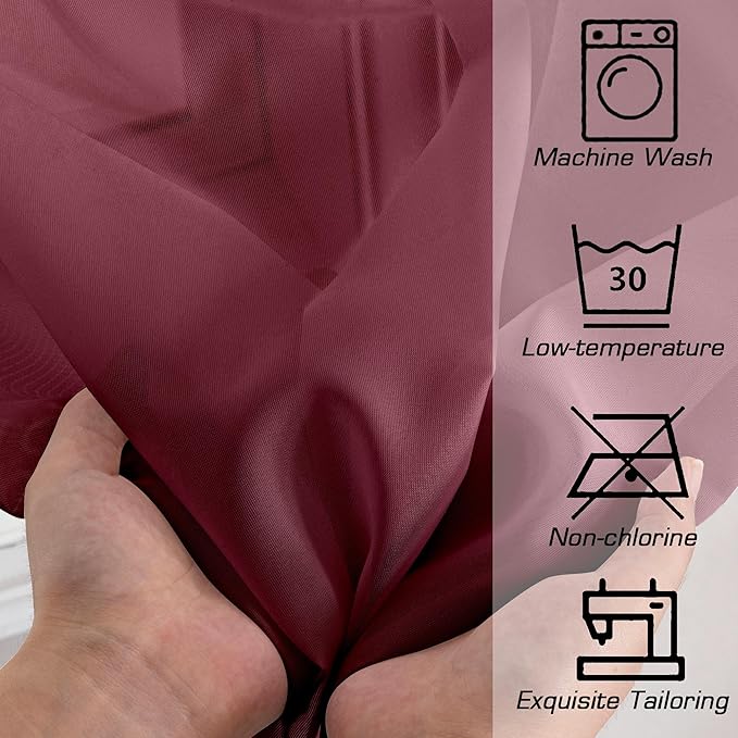 Simplebrand Red Sheer Panles 72 Inches Long 2 Panels for Living Room, Rod Pockets Airy Window Treatments Voile Sheer White Curtains Panels Lightweight for Front Back Patio Glass Door, 42" Width