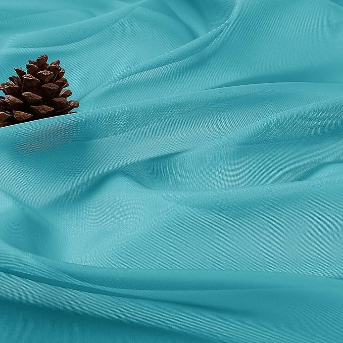 OWENIE Sheer Turquoise Curtains, Sheer Curtains 63 inch Length 2 Panels Set, Rod Pocket Voile Fimly Sheer Drapes for Living Room Bedroom, 2pcs, Turquoise, Each 59" W x 63" L