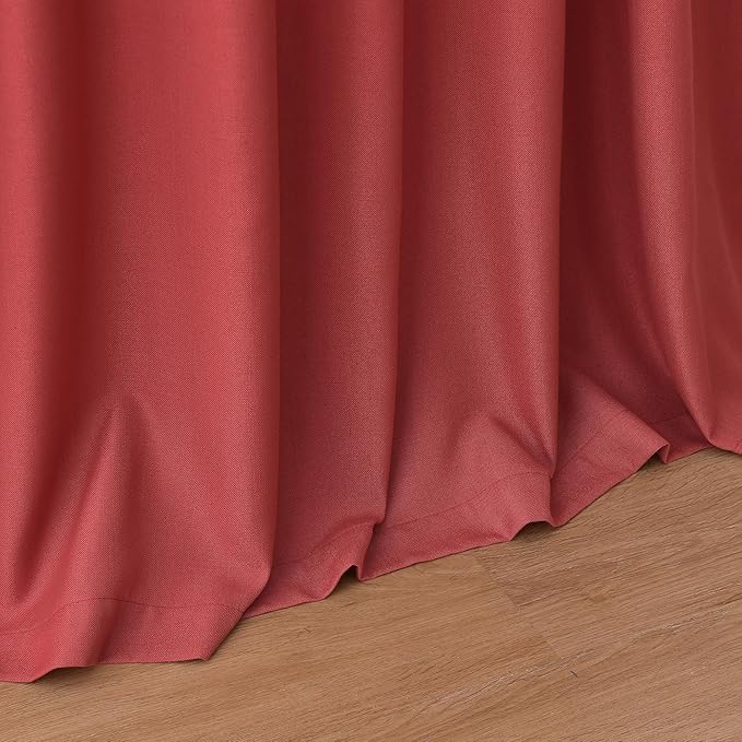 Christmas Red Linen Curtains 72 Inches Long for Living Room Light Filtering Semi Sheer Curtain Back Tab and Rod Pocket Vintage Rustic Luxury Home Decor Neutral Drapes for Bedroom 52x72, 2 Panels