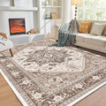 OPPODREAM Soft 8x10 Area Rugs, Washable Rugs 8x10 with Non Slip Backing, Faux Cashmere Low-Pile 8 x 10 Carpet, Khaki