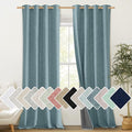 NICETOWN 100% Absolutely Blackout Linen Curtains with Thermal Insulated White Liner, Skylark Blue, 52" Wide, 120" Length Energy Saving Curtains for Living Room 2 Panels Set, Vertical Blinds