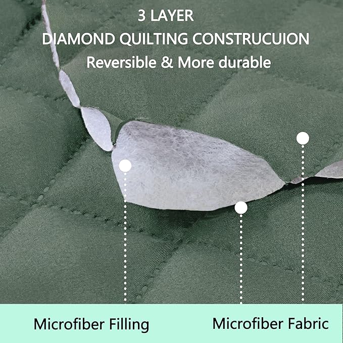Reversible Oversized Sofa Covers Couch Cover Furniture Protector for Dogs Elastic Straps Water Resistant(XLSofa Greyish Green/Taupe)