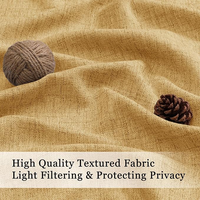 OWENIE Gold Valances for Windows 1 Pcs, Light Filtering Textured Farmhouse Short Small Valance Curtains for Bathroom Basement Living Room Bedroom, Rod Pocket Half Curtains Over Sink, 52Wx14L Inch
