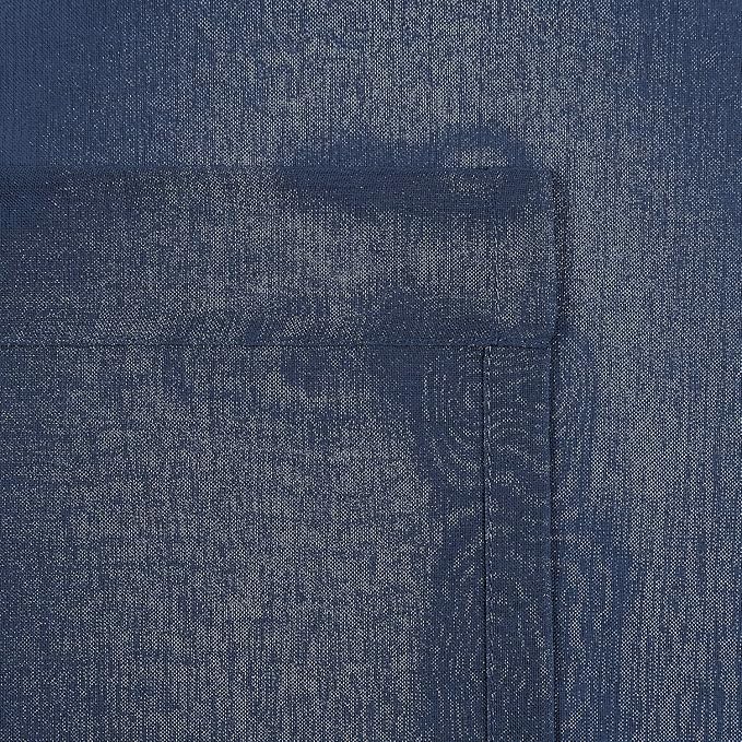 DWCN Navy Blue Sheer Curtains Semi Transparent Voile Rod Pocket Curtains for Bedroom and Living Room, 52 x 72 inches Long, Set of 2 Panels