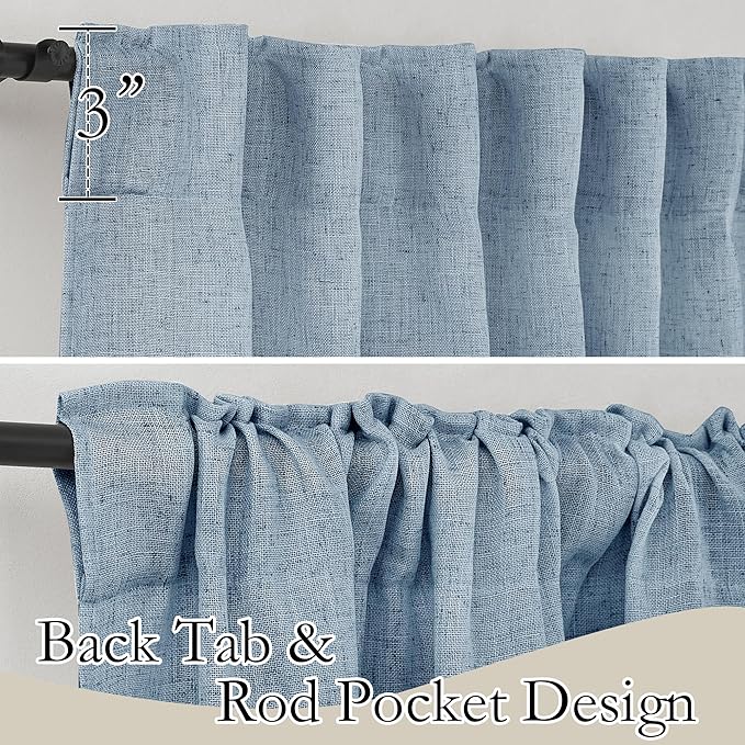 RYB HOME Sheer Curtains 84 inche Long, Dusty Blue Rod Pocket & Back Tab Light Filtering Privacy Stain Resistant Window Treatment for Hotel Bed Canopy Curtains, Length 84 by Width 52 inch, 1 Pair