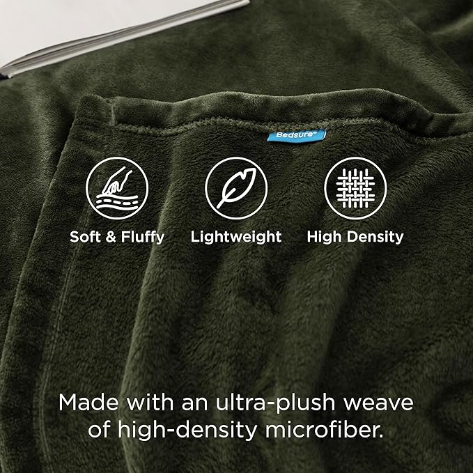 Bedsure Fleece Blankets King Size Oive Green - Bed Blanket Soft Lightweight Plush Cozy Fuzzy Luxury Microfiber, 108x90 inches