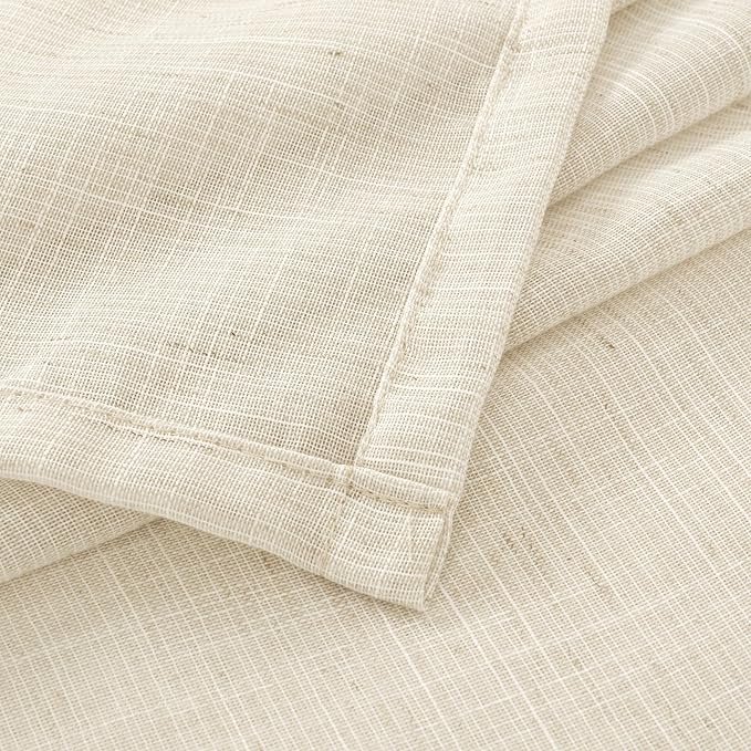 BGment Linen Curtains 102 Inches Long for Living Room, Semi Sheer Light Beige Window Drapes for Bedroom Farmhosue Decor Floor Length with Rod Pocket Leightweight, 2 Panels Set, Each 52 Inch Wide