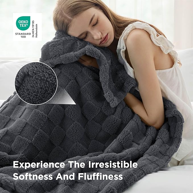 Bedsure GentleSoft Twin Blanket for Bed Dark Grey - Super Soft Cozy Blankets for Kids Girls, Cute Fuzzy Fleece Throws for Bedroom Couch, 60x80 Inches
