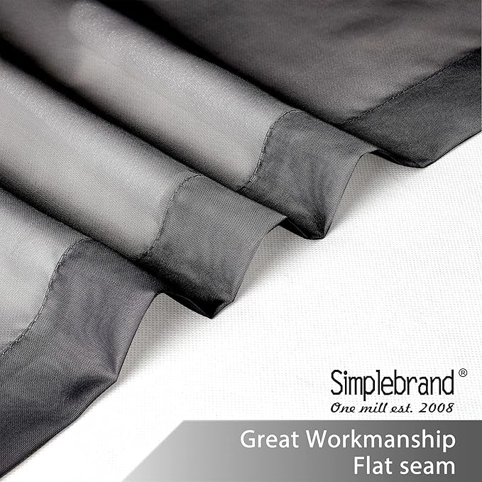 Simplebrand Black Sheer Curtains 108 Inches Long, Extra Long Rod Pocket Solid Color Window Sheer Curtain Panels, Elegant Curtains & Drapes for Living Room, Bedroom 2 Panels (Black, 42" W x 108" L)
