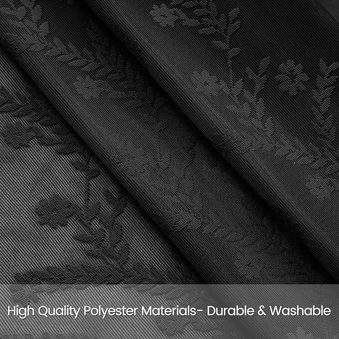 WAZZIO Boho Lace Curtains 63 Inch -Vintage Victorian Sheer Panel Drape Floral Pattern & Tassel Light Filtering Privacy for Bedroom Dining Living Room,Black Gothic Halloween Decor,2 Panels,W52 x 63L