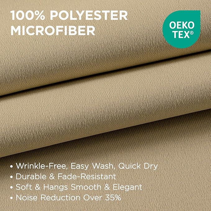 Joydeco Blackout Curtains 63 Inch Length 2 Panels Set, Thermal Insulated Long Curtains& Drapes 2 Burg, Room Darkening Grommet Drapes for Living Room Bedroom Window (W52 x L63 Inch, Beige)