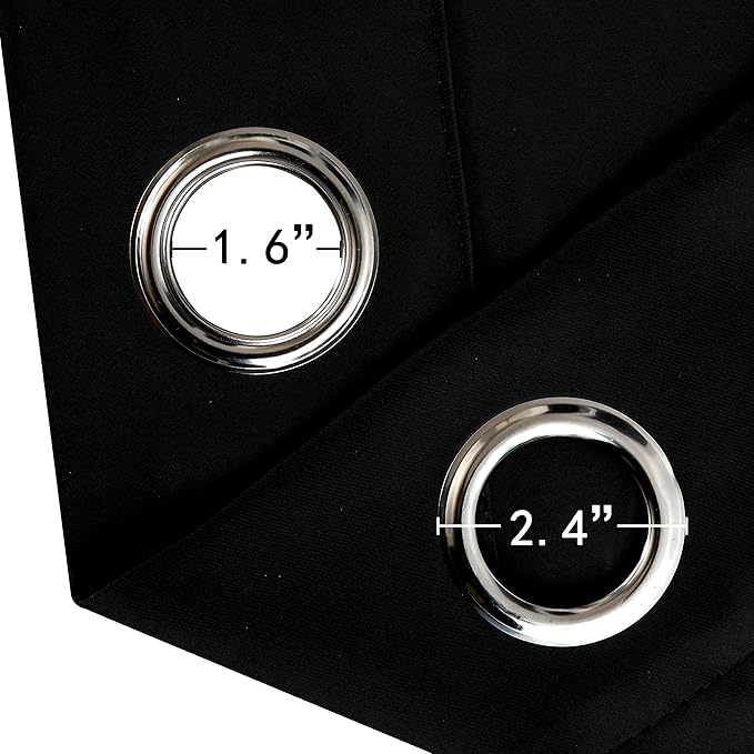 LEMOMO Black Thermal Blackout Curtains/42 x 95 Inch/Set of 2 Panels Room Darkening Curtains for Bedroom