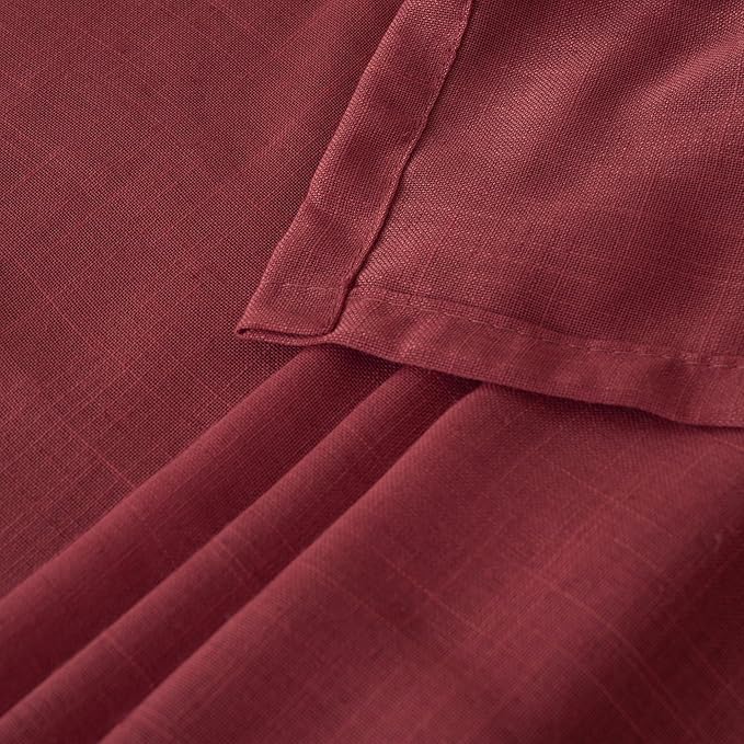 BGment Burgundy Linen Kitchen Curtains for Window Over Sink, Short Semi Sheer Drapes for Bathroom Cafe Over Sink with Rod Pocket Lightweight, 2 Panels Set, Each 30 Inch Wide