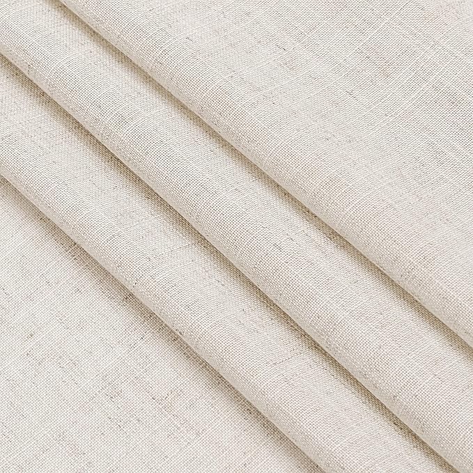 Beige Linen Curtains 84 Inch Length 2 Panels Back Tab Rod Pocket Semi Sheer Bedroom Curtains Light Filtering Country Closet Curtain Drapes Netural Farmhouse Window Panels for Living Dining Room 42x84