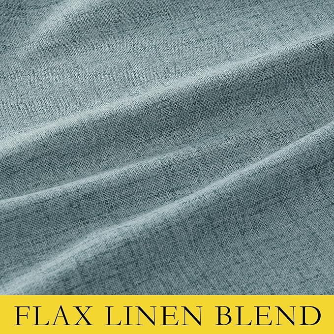 NICETOWN 100% Absolutely Blackout Linen Curtains with Thermal Insulated White Liner, Skylark Blue, 52 inches Wide, 63 inches Length Energy Saving Curtains for Cupboard 2 Panels Set, Vertical Blinds
