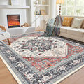 OPPODREAM Soft Area Rugs 3x5, Washable Rugs with Non Slip Backing, Low-Pile Throw 3x5 Carpet, Faux Cashmere 3 x 5 Carpet, Black & Red
