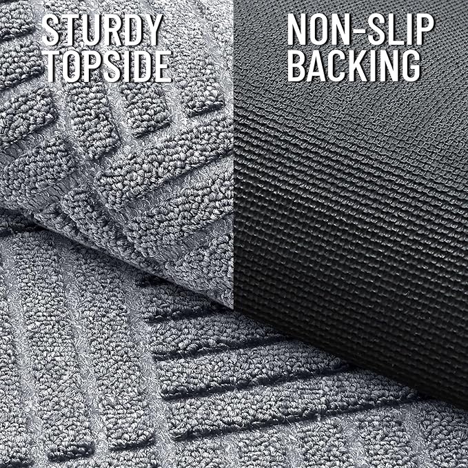 OLANLY Front Door Mat Outside Entrance 33x21, Absorbent, Heavy Duty Sturdy Natural Rubber Doormat Indoor Outdoor, Stain Fade Resistant, Non-Slip Low Profile Floor Mat Entryway, Charcoal Gray Diamond