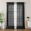 Simplebrand Semi Sheer Black Curtains 96 Inches Long 2 Panels, Light Filtering Geometric Jacquard Clip Textured Sheer Curtains for Living Roon，Modern Elegant Window Curtains Drapes，52x96 inch