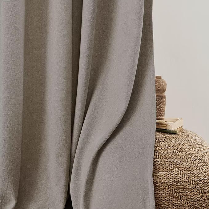 Joydeco Faux Linen Curtains 84 Inch Length 2 Panels Set, Light Filtering Curtains for Bedroom, 52 Inches Wide Living Room Drapes with Rod Pockets(52x84 inch, Linen)
