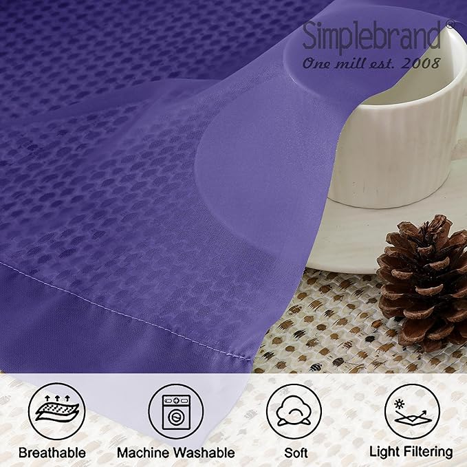 Simplebrand Purple Sheer Curtains 63 Inch Length 2 Panels, Rod Pocket Solid Color Window Sheer Curtain Panels, Elegant Curtains & Drapes for Living Room, Bedroom (Purple, 42" W x 63" L)