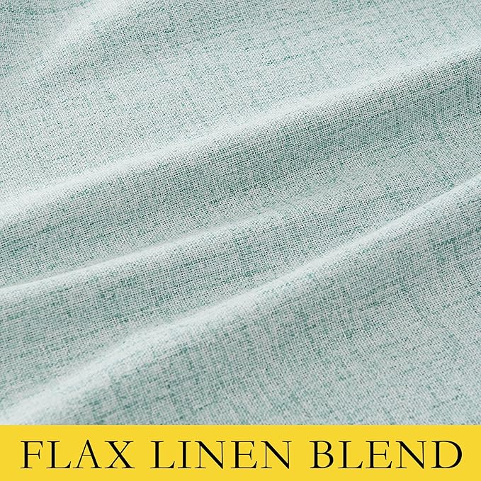 NICETOWN 100% Absolutely Blackout Linen Curtains with Thermal Insulated Liner, Seafoam Green, 62" Wide, 95" Length Energy Saving Curtains for Living Room 2 Panels Set, Vertical Blinds