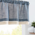 jinchan Linen Valance for Farmhouse Living Room Windows 16 Inch Slubbed Crossed Double Layer Window Valance Light Filtering Rustic Country Overlay Rod Pocket 1 Panel Navy Blue