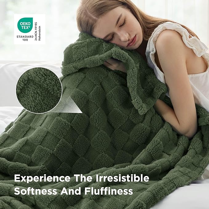 Bedsure GentleSoft King Size Blanket for Bed - Super Soft Cozy Blankets for Kids Girls, Large Fuzzy Fleece Throw for Bedroom Decor, Olive Green,108x90 Inches