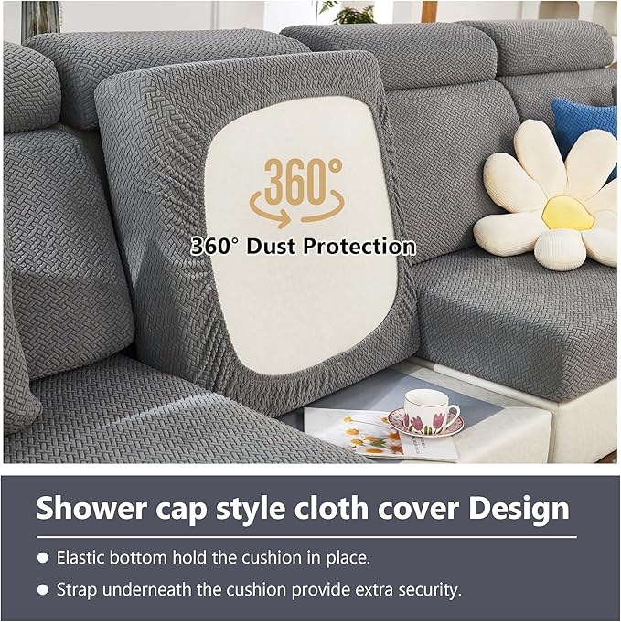 Couch Cushion Covers for Sofa Couch Covers Wear-Resistant Universal Sofa Cover Washable Stretch for Sectional Slipcovers (Texture-Brown,Back Cover M)